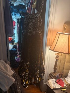 Women's Brown Leopard Print Maxi Dress
